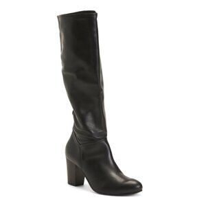 OROSCURO Black Made In Italy Leather Heeled High Shaft Boots